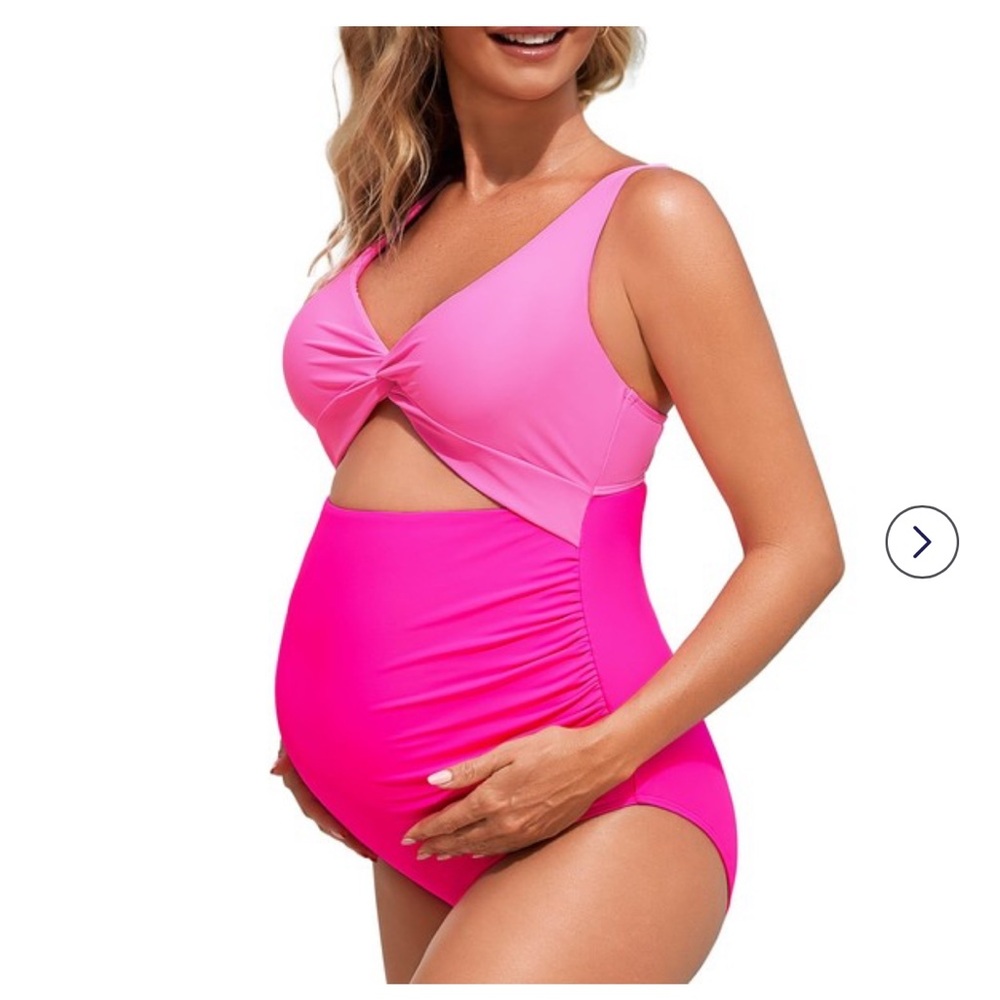 Summer Mae Maternity Cutout One Piece Swimsuit . Size L . New